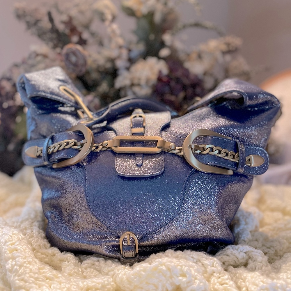 Jimmy Choo Metallic Pewter Shoulder Bag